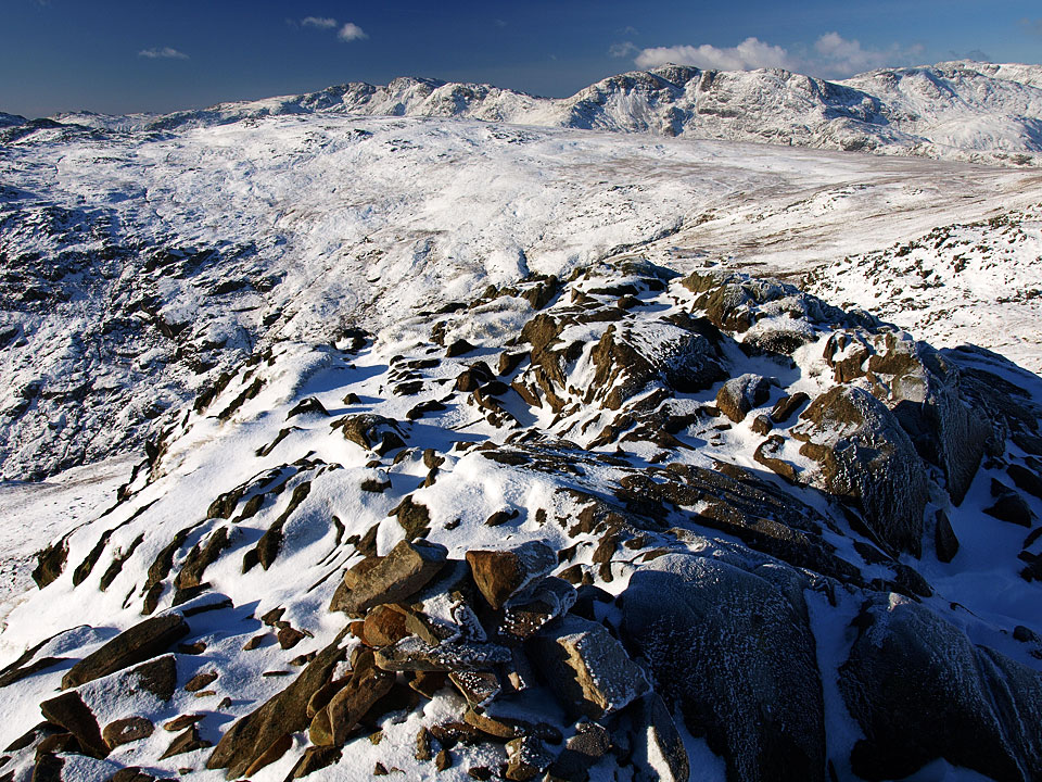 Crinkle Crags, Bowfell and Esk Pike from Sergeant Man