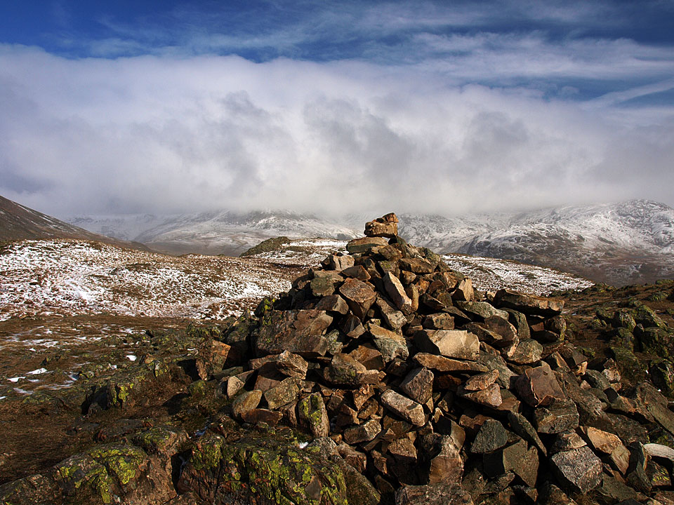 The summit of Middle Fell in winter
