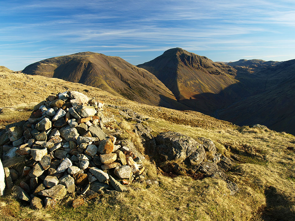Kirk Fell and Great Gable from the south top and summit of Yewbarrow