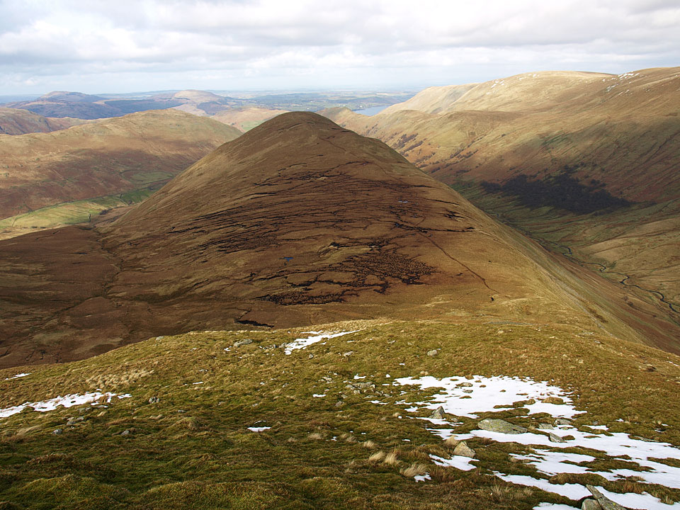 The Nab from the climb to Rest Dodd with the merest glimpse of Ullswater