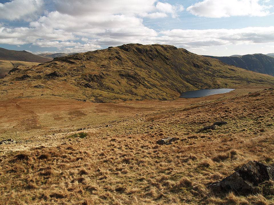 Middle Fell and Greendale Tarn from the descent of Seatallan