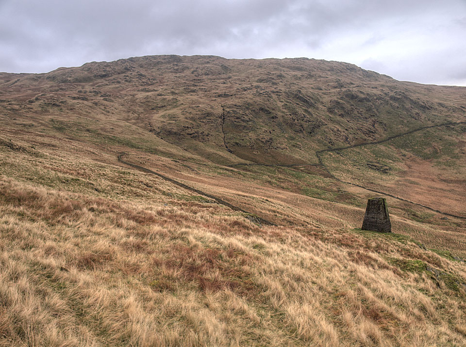 Grey Crag and the survey post on Great Howe
