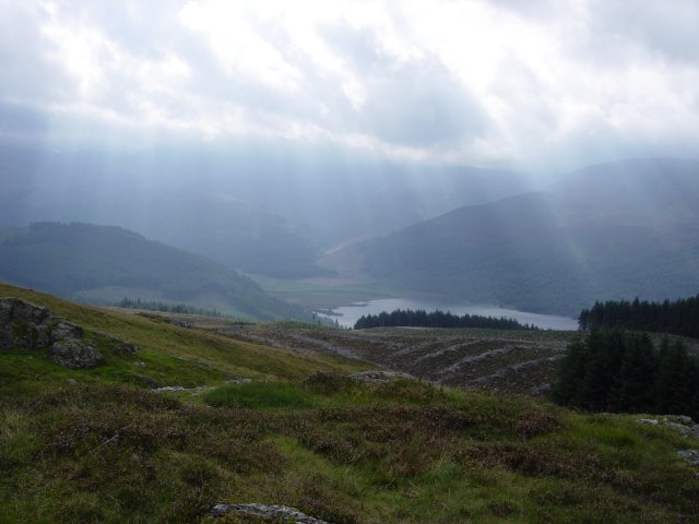 Sun Rays across the head of Ennerdale Water from the summit of Brown How
